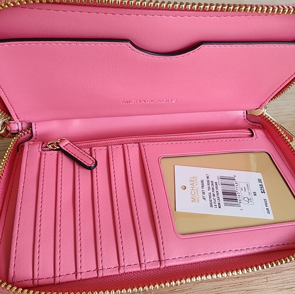 Michael Kors Jet Set LG Phone Wallet Wristlet Pink - Picture 3 of 6